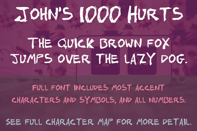 Johns 1000 Hurts font sample