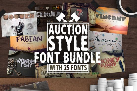 Auction Style 25 Font Bundle